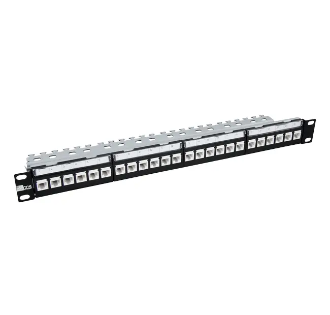 CCS 24-port in line modular patch panel with 24 Cat6 UTP Easy Crimp Compact RJ45 jacks