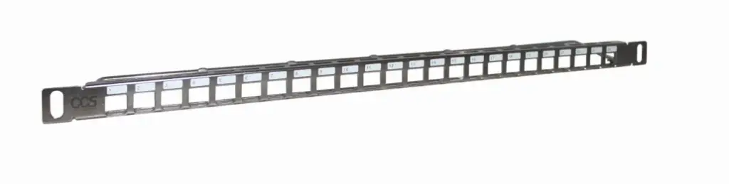 CCS Easy Crimp Compact 24-port blank patch panel for CCS STP Easy Crimp Compact jacks, 19″, ½U, with cable management