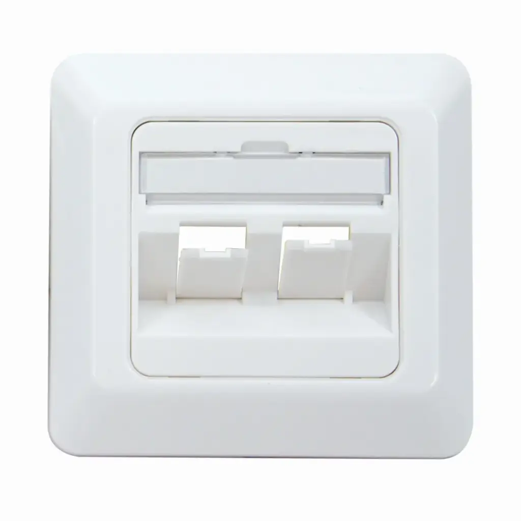 2-port CCS German type self-supporting faceplate with frame 80×80 mm for CCS UTP/FTP jacks