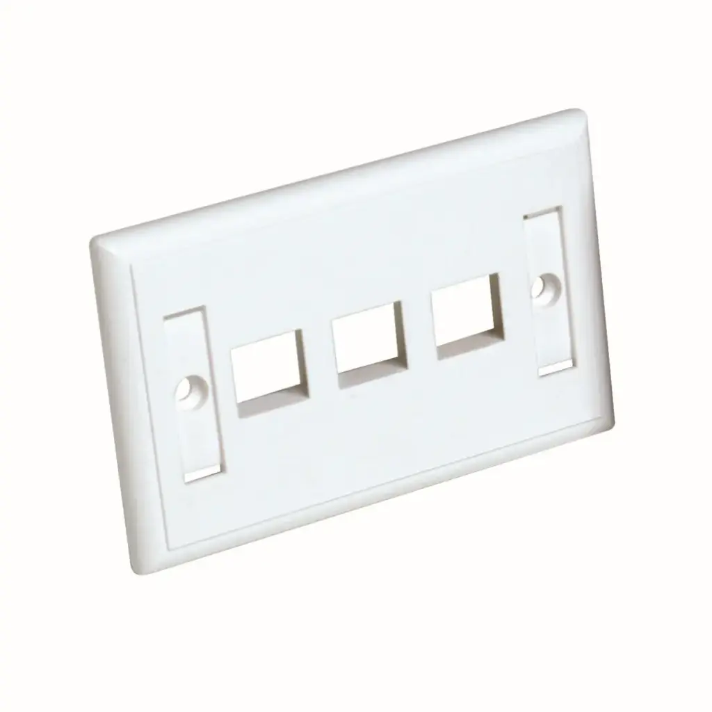 Self supporting 503 type 3-port faceplate for CCS UTP/FTP jacks, 2 label holders,white