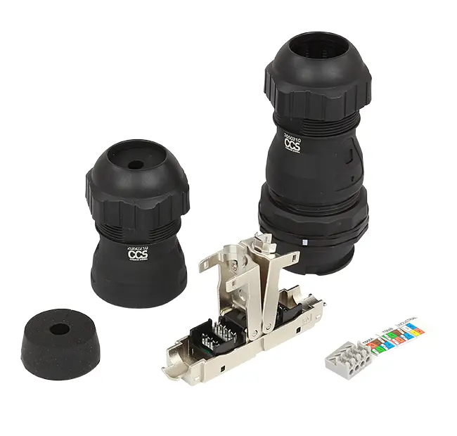 IP68 in-line coupler Easy Crimp cat. 6A STP shielded