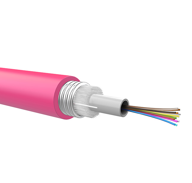 Loose FO cable 12 fibers 50/125 OM3, metallic armour, LSZH jacket, Euroclass Eca