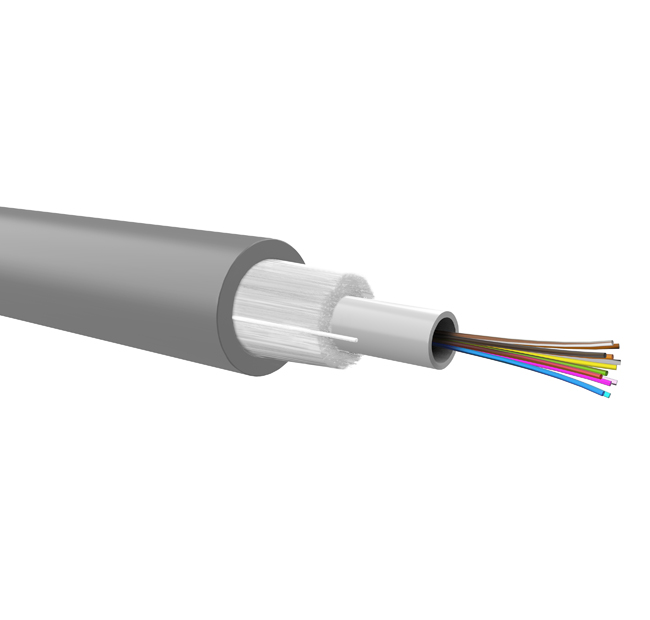 Optical loose cable, dielectric armour, 4 fibers 62,5/125, PE jacket, Euroclass Fca