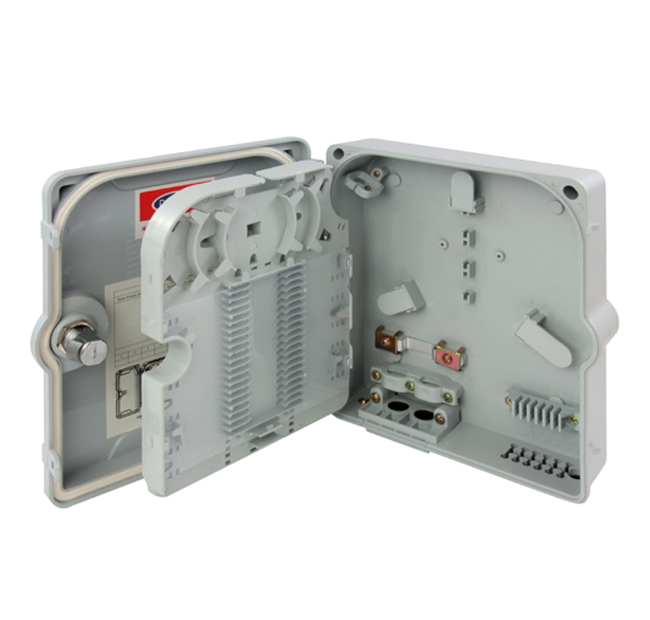24-port MDU IP65 blank box with 24-port patch panel for splx/LC dplx adapters, splice tray, door with keylock