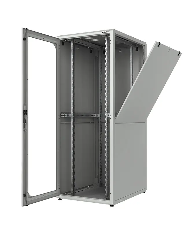 Datacenter TECH front glass door, side and rear blind panels 19″ cabinet 800x1200x42U gray RAL 7035