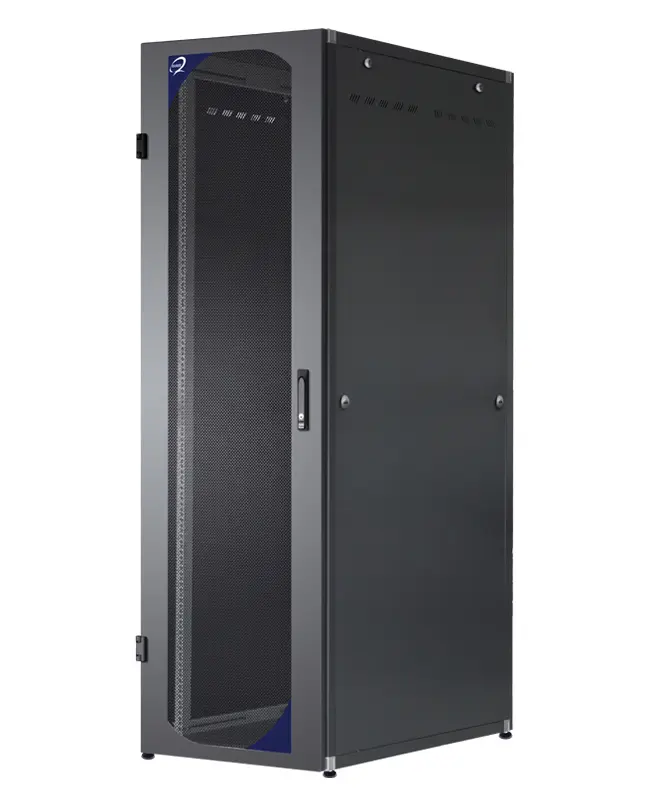 Datacenter PRO Series floor standing cabinet H2000xW800xD1000, 42U, grilled front+double-swing rear doors, blind side panels, grilled double-swing door, black RAL 9005