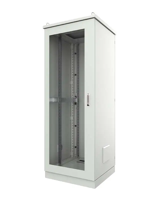 IP Series floor standing cabinets, glass door, H1200xW800xD800 24U, IP55, grey RAL RAL 7035