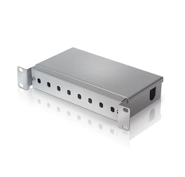 Optical drawer 1U / 10″ 8 empty positions for ST-ST adapters, color RAL 7035 gray