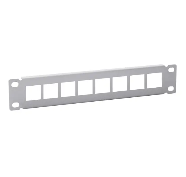 10″ 8-port blank panel for CCS RJ45 jacks – 1U – grey RAL 7035