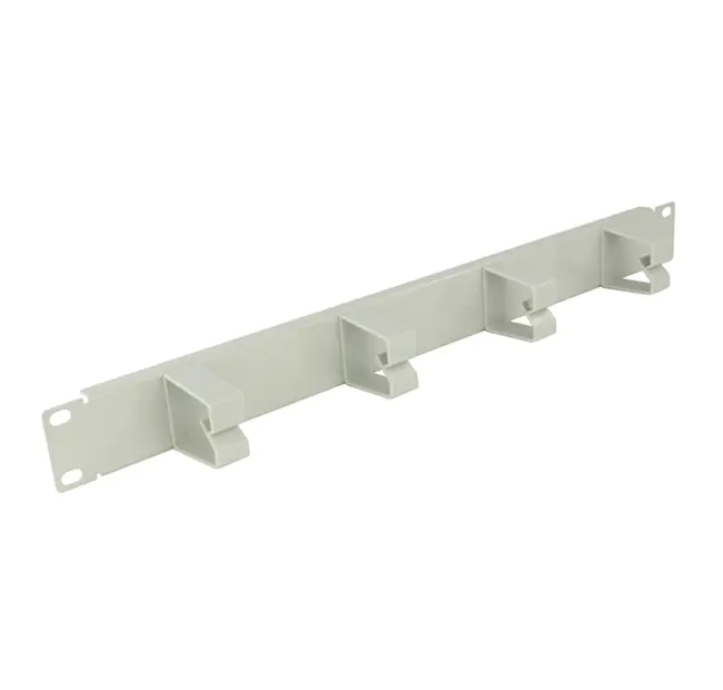 Cable management panel with 4 rings, 1U/19″ – grey RAL 7035