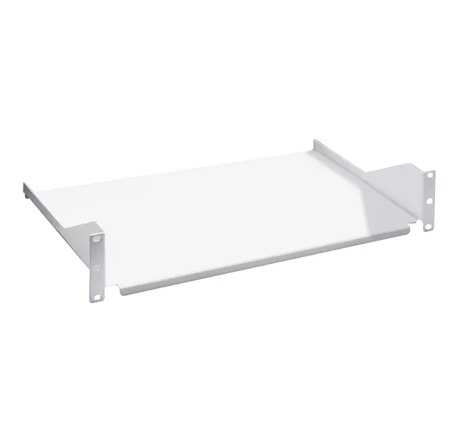 Fix shelf 2U / 19’’, D250 mm, grey RAL 7035