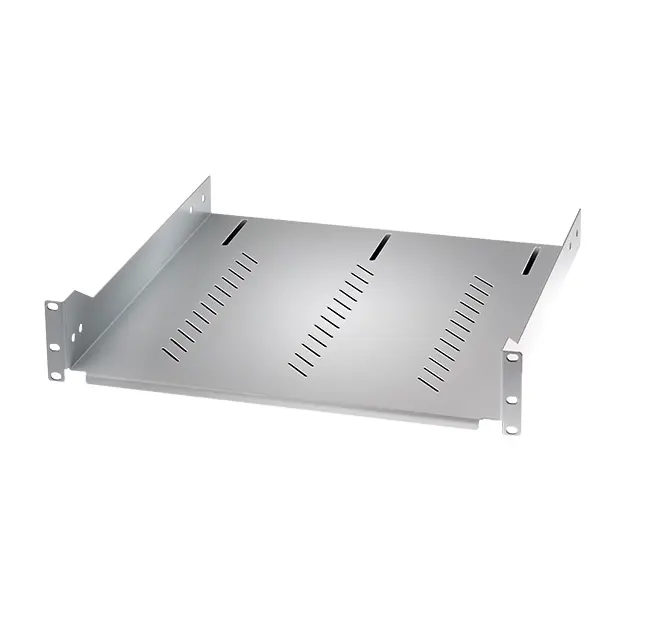 Fix shelf 2U / 19’’, D470 mm, grey RAL 7035