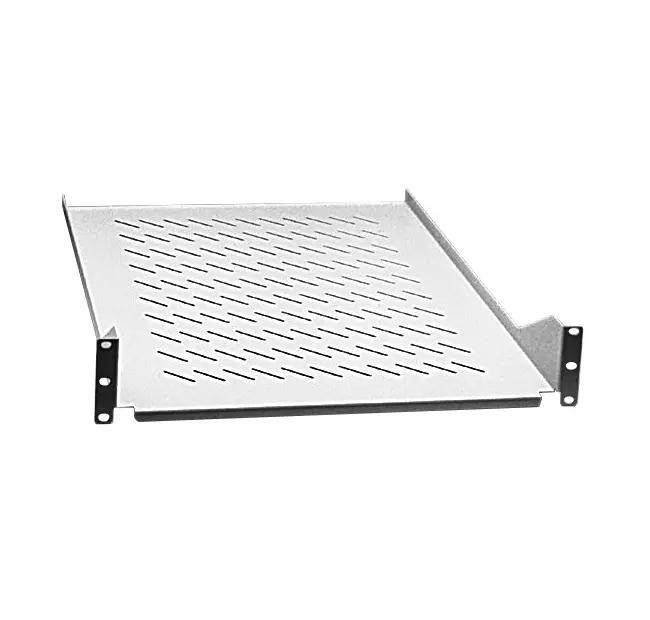 Fix shelf 2U / 19”, D750 mm, grey RAL 7036, fixing on 4 uprights