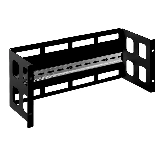 19″/4U DIN-rail guide, black RAL 9005