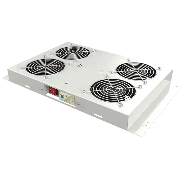 Ventilation unit with 4 fans and thermostat for TECH cabinets, gray RAL 7035