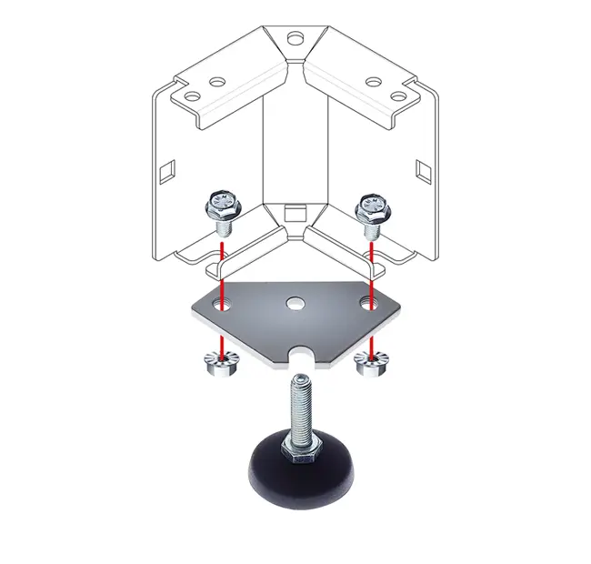 Kit for feet and wheels mounting on plinths of Floor PRO cabinets