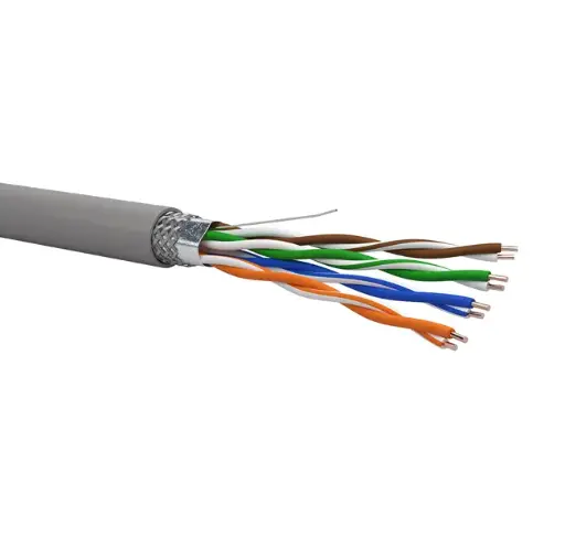 Cable type CPR 6727-C – SF/UTP 4x2xAWG24/1 – Cat.5E – overall AL/PET tape + CuSn braid – LSZH jacket – Euroclass Eca