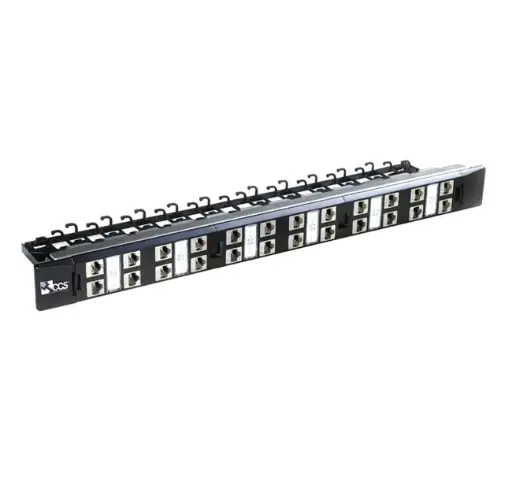 CAT.6A 24-port patch panel with 24 CCS Easy Crimp Compact shielded CAT.6A jacks – T568A/B