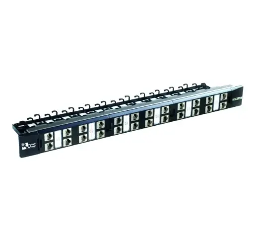 CAT.6A-10G.EXE Channel 24-port patch panel with 24 CCS Easy Crimp shielded RJ45 10G.EXE CAT.6A Channel jacks T568A/B with cable management