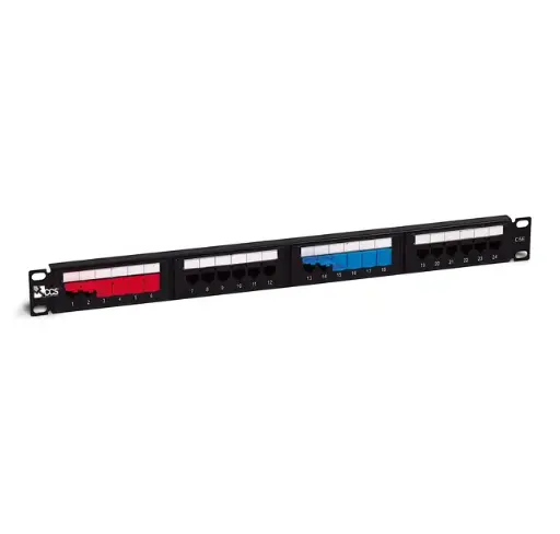 CCS 24-port patch panel with 24 CAT.5E unshielded RJ45 jacks-IDC 110 system T568A/B with cable management