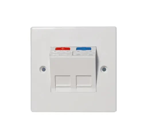 2-port CCS French type self-supporting faceplate for CCS jacks