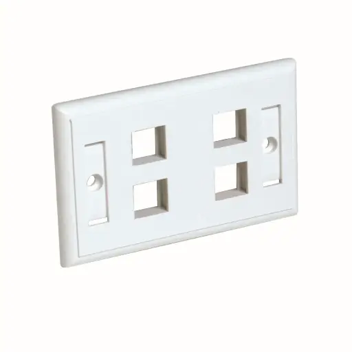 Self supporting 503 type 4-port faceplate for CCS UTP/FTP jacks, 2 label holders,white