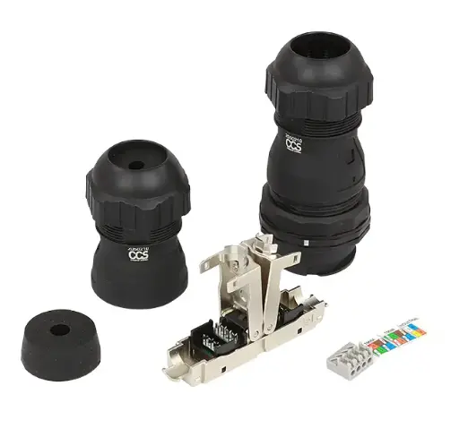 IP68 in-line coupler Easy Crimp cat. 6A STP shielded