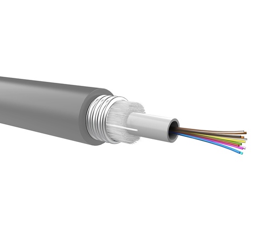 Optical loose cable, corrugated steel armour, 4 fibers 62,5/125 OM1, LSZH jacket, Euroclass Eca