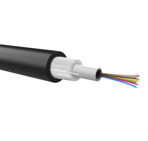 Optical loose cable, dielectric armour, 4 fibers 50/125 OM2, PE jacket, Euroclass Fca