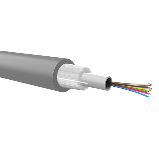 Optical loose cable, dielectric armour, 12 fibers 62,5/125, PE jacket, Euroclass Fca