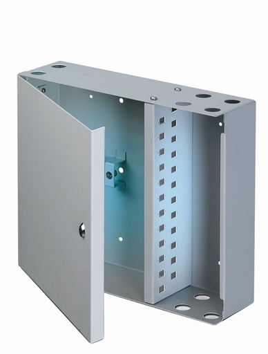 24-blank port wall-mounted optical box for SC simplex or LC duplex adapters – grey RAL 7035