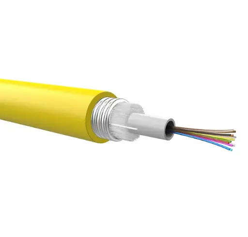 Optical loose cable to be pre-terminated, corrugated steel armour, 6 fibers 9/125, PE jacket