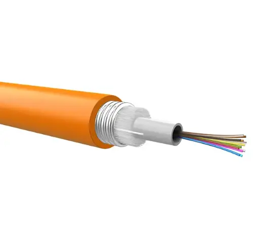 Optical loose cable to be pre-terminated, corrugated steel armour, 6 fibers 62,5/125, PE jacket