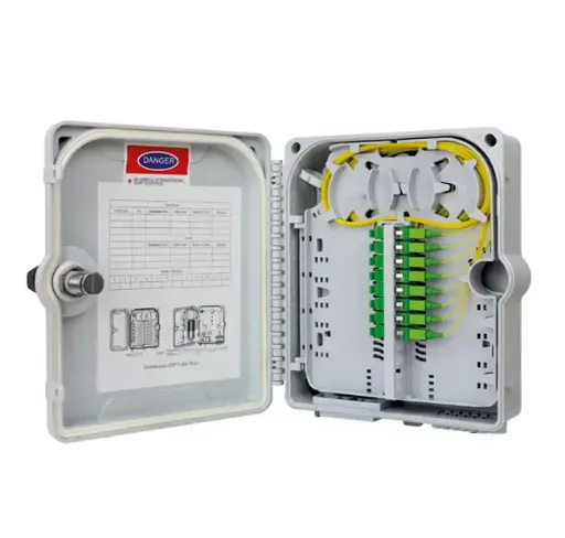Pre-loaded IP65 MDU optical box with No.8 SC/APC G657A2 pigtails and No.8 SC/SC APC adapters