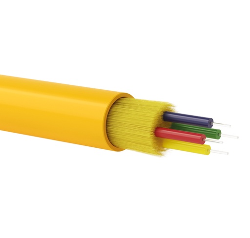 Indoor drop FO cable, dielectric armour, 12 fibers 9/125 G657A2, LSZH jacket, Euroclass Eca