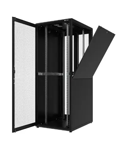 Datacenter TECH front and rear grilled door, side blind panels 19″ cabinet 800x1200x42U black RAL 9005