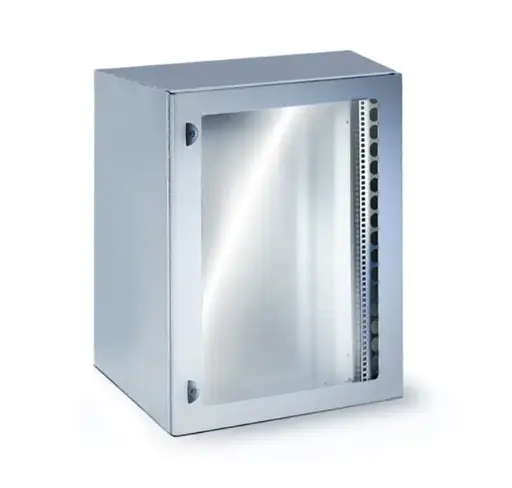 Wall mount cabinets IP Series W800xD600xH600 17U, glass front door, IP65 protection degree, grey RAL 7035