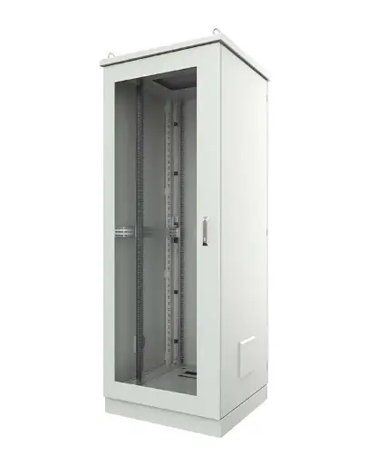 IP Series floor standing cabinets, glass door, H1200xW600xD600 24U, IP55, grey RAL RAL 7035
