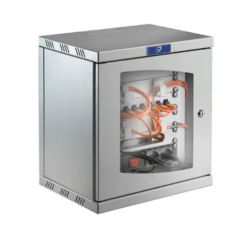 Wall mount enclosure 10” series W358xD270xH386 – 7U – removable side panels – grey RAL 7035