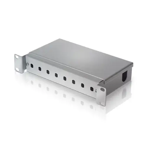 Optical drawer 1U / 10″ 8 empty positions for ST-ST adapters, color RAL 7035 gray