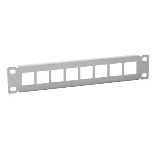 10″ 8-port blank panel for CCS RJ45 jacks – 1U – grey RAL 7035
