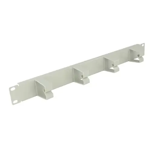 Cable management panel with 4 rings, 1U/19″ – grey RAL 7035