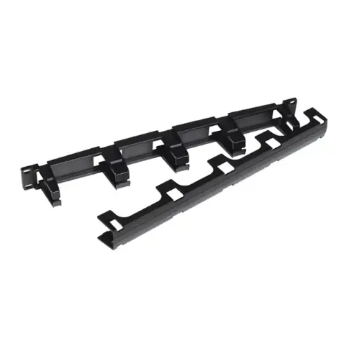 Cable management panel with cover 19″/1U , black RAL 9005