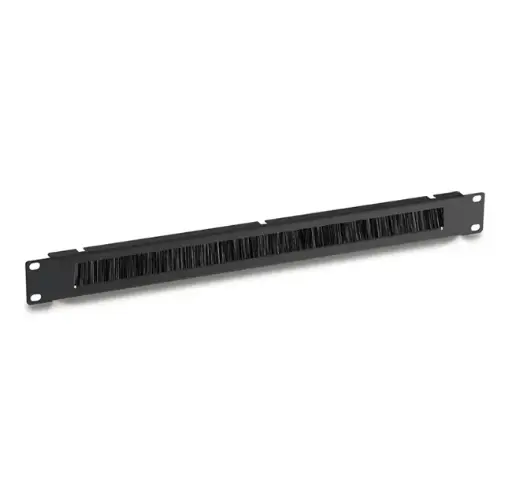 Cable management panel with brush 19″/1U, black RAL 9005