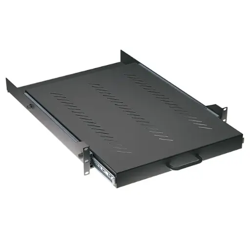 19″ sliding shelf – D600 mm, 2U, black RAL 9005