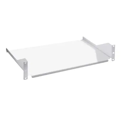 Fix shelf 2U / 19’’, D400 mm, grey RAL 7035