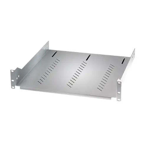 Fix shelf 2U / 19’’, D470 mm, grey RAL 7035