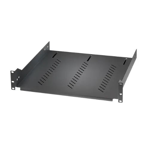 Fix shelf 2U / 19”, D470 mm, black RAL 9005