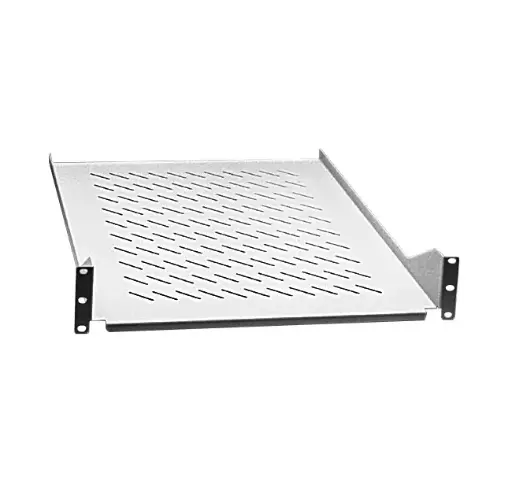 Fix shelf 2U / 19’’, D600 mm, grey RAL7035, fixing on 4 uprights